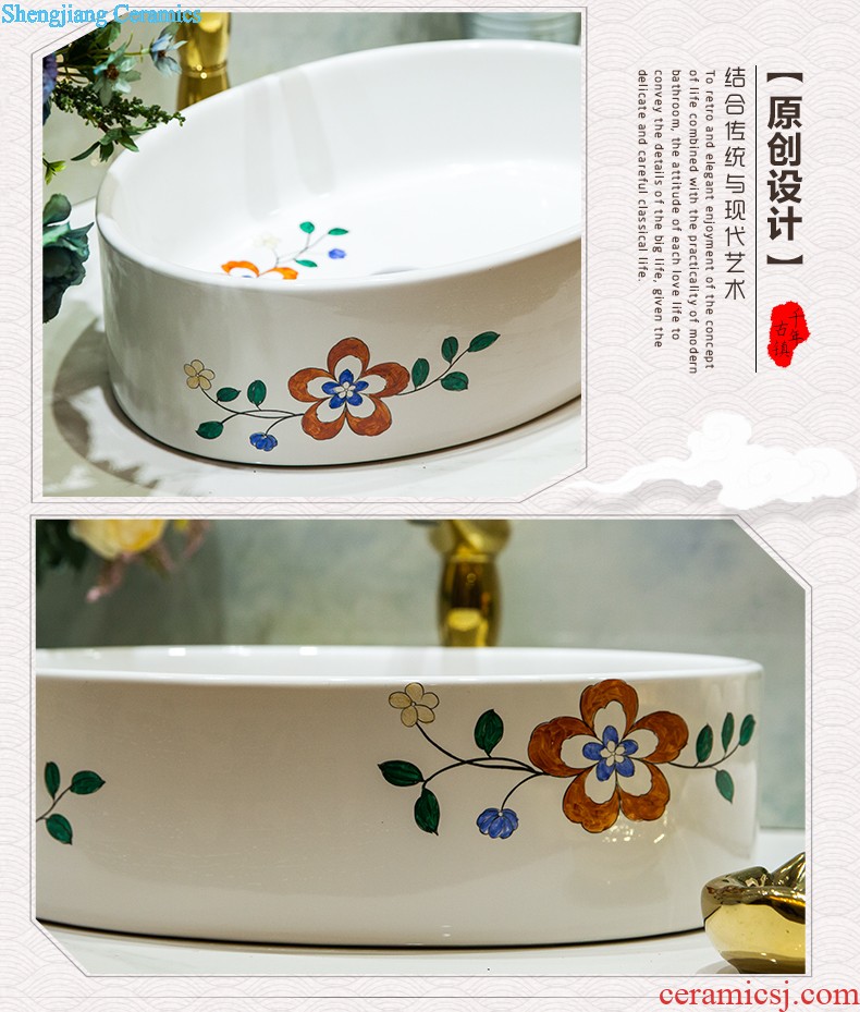 Ceramic basin stage basin sinks art circle European toilet lavabo hand-painted The little lover