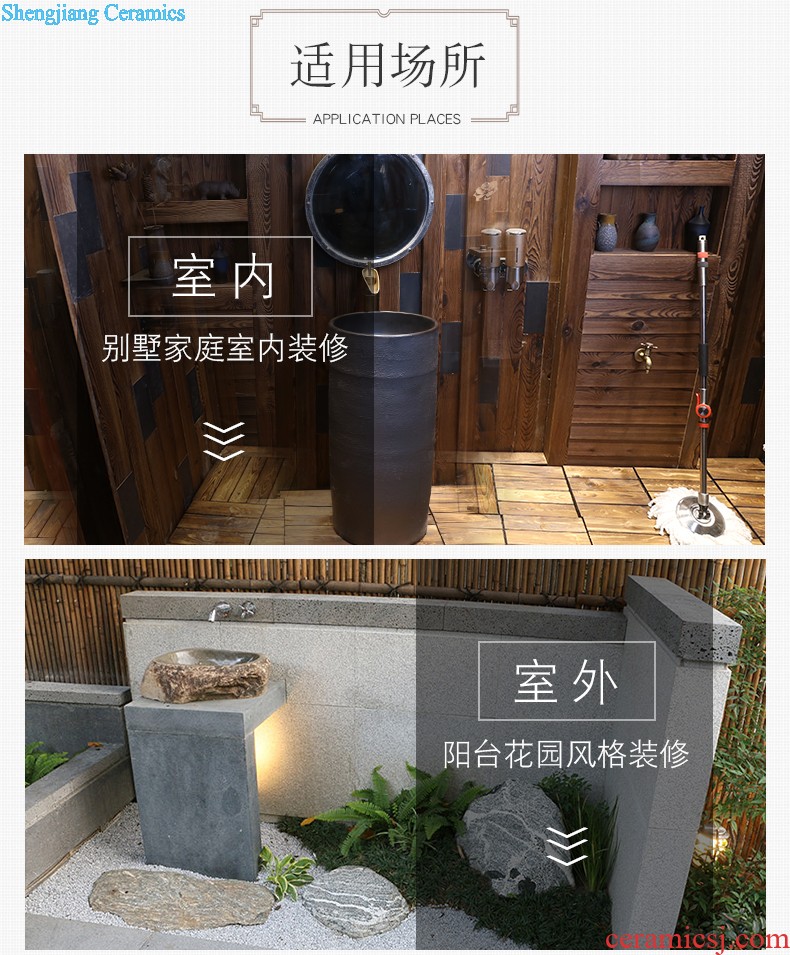 Jia depot pillar type lavatory ceramic bathroom floor pillar basin integrated outdoor balcony sink