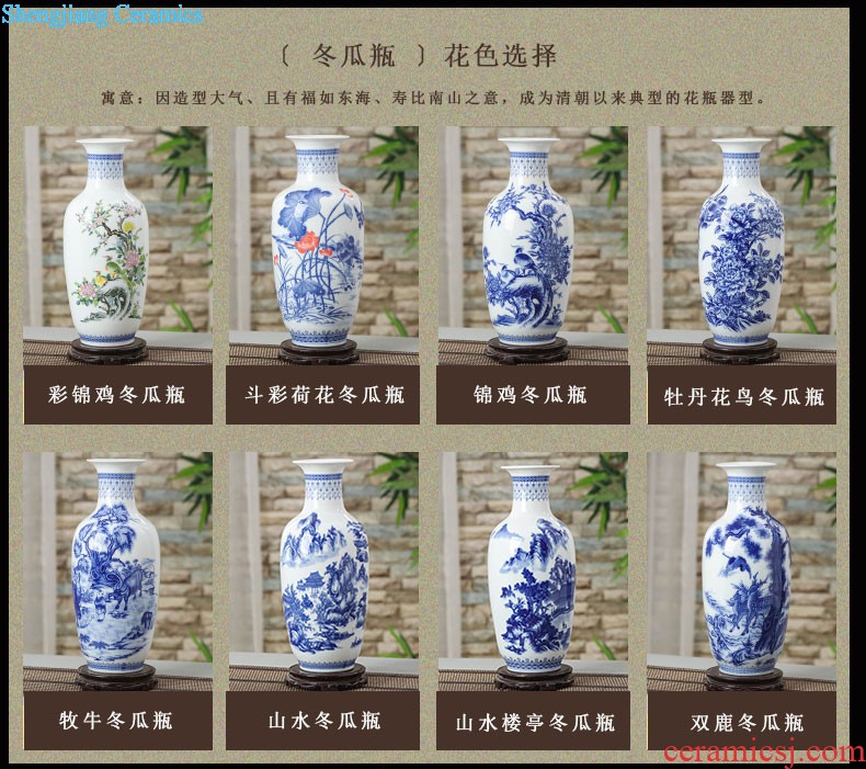 Hand-painted mini flower vase of blue and white porcelain of jingdezhen ceramics home rich ancient frame furnishing articles classic Chinese style living room