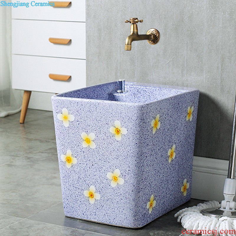 Button control ceramic floor balcony washing basin trough large mop mop pool mop pool bathroom