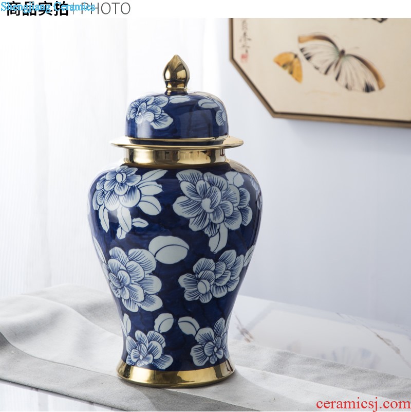 Jingdezhen porcelain hand-painted ceramic vase of blue and white porcelain dragon double ears fashionable sitting room adornment handicraft furnishing articles