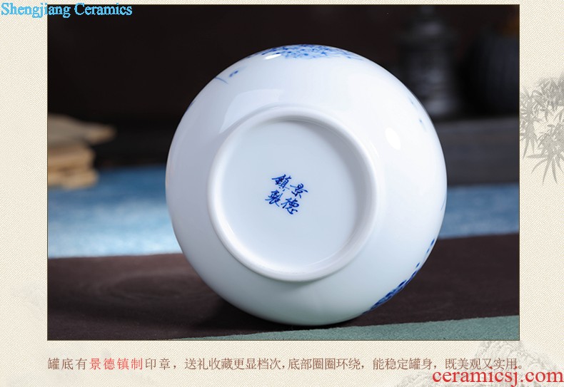 Handmade ceramic moistureproof caddy large Pu 'er seven bread tank 6 with cover POTS puer tea box shop furnishing articles