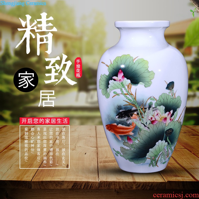 Famous hand-painted ceramic vase furnishing articles jingdezhen porcelain household sitting room adornment flower arranging furnishing articles creative arts and crafts