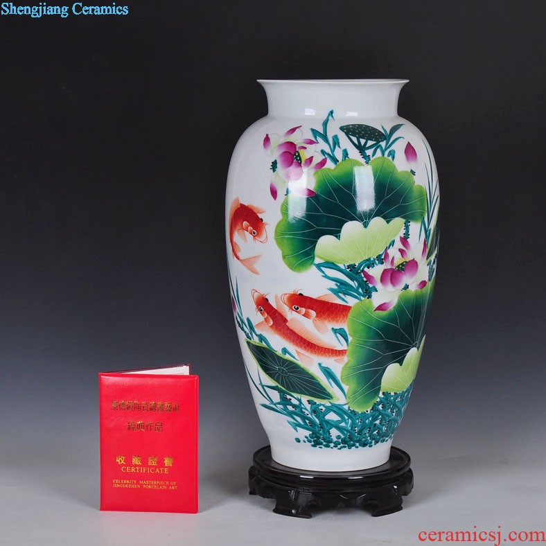 Famous hand-painted vases, ceramic furnishing articles furnishing articles sitting room put dried flowers home rich ancient frame decoration of jingdezhen ceramic bottle