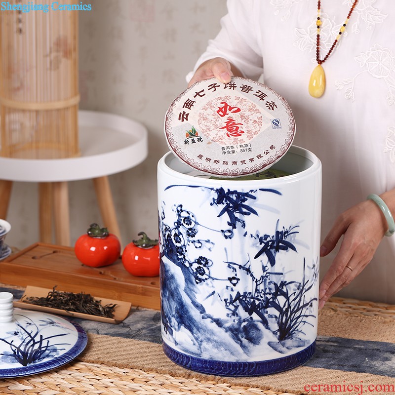 Jingdezhen tea caddy sealed tank size 1 catty installed storage POTS storage jar of pickles grain ceramic pot