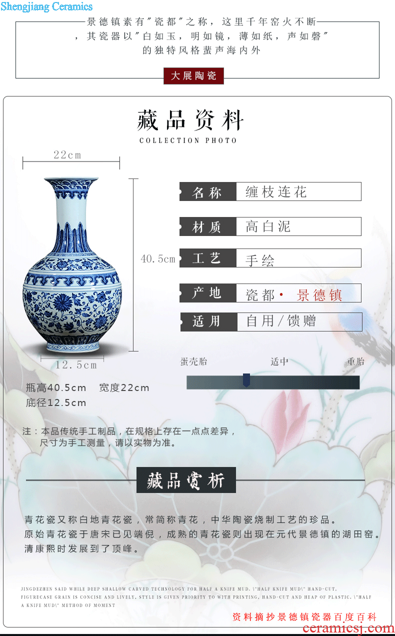 Chinese pottery and porcelain vase furnishing articles The living room floor high modern creative home famous hand-painted handicraft arranging flowers