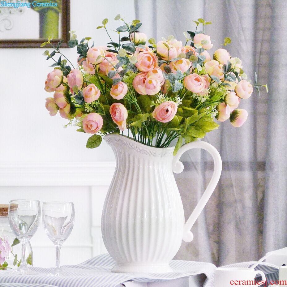 Jingdezhen ceramic contemporary and contracted white vase trumpet The sitting room dry flower flower arranging, table decorations furnishing articles