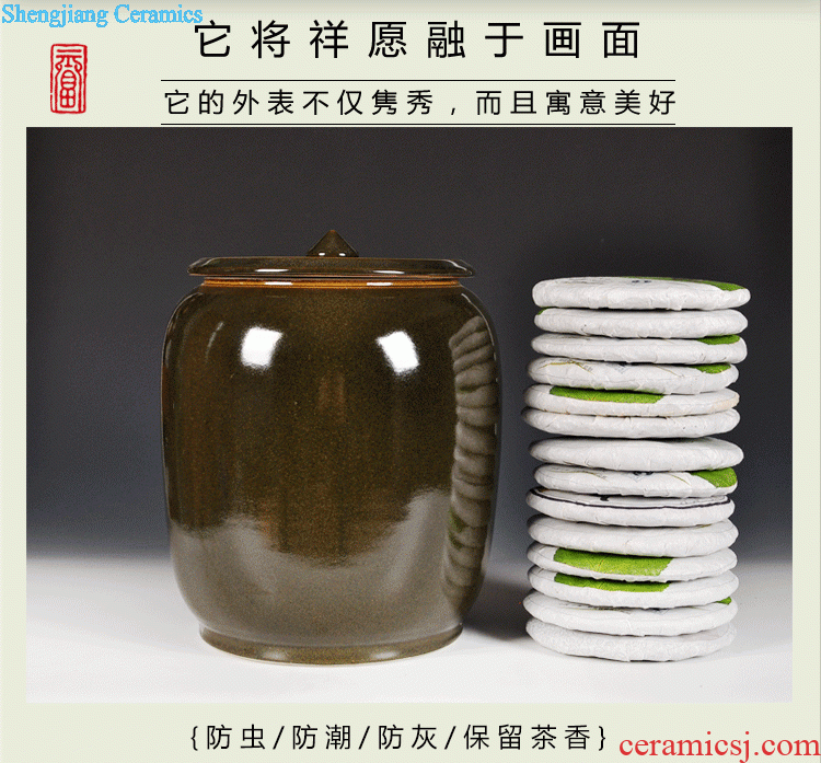 To make Jingdezhen ceramic tea pot 5 jins of pu-erh tea powder POTS seal pot black tea store tea tea storage warehouse big yards