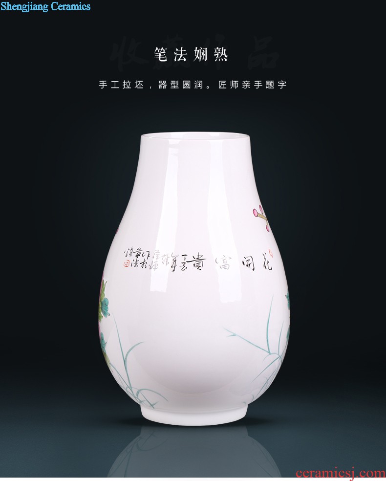 Hand draw large ceramic vase furnishing articles sitting room adornment of new Chinese style household lucky bamboo ceramic red bottle arranging flowers