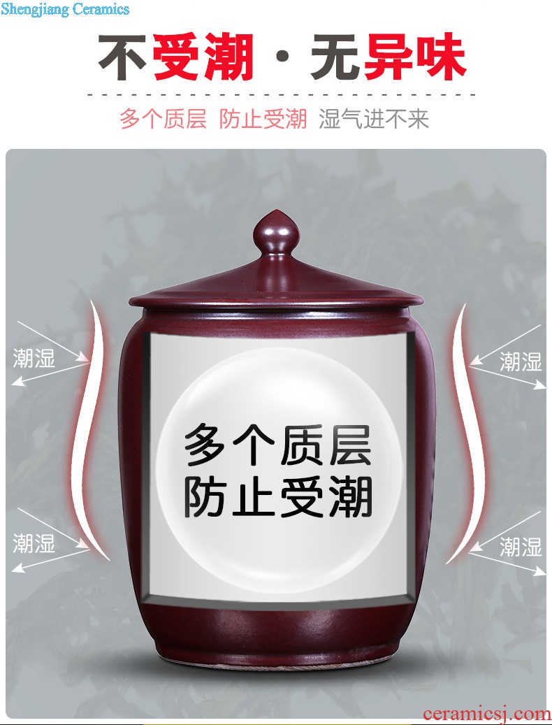 Jingdezhen ceramic tea pot of large storage tank 30 jins of puer tea rice cylinder seal up POTS moistureproof tea set