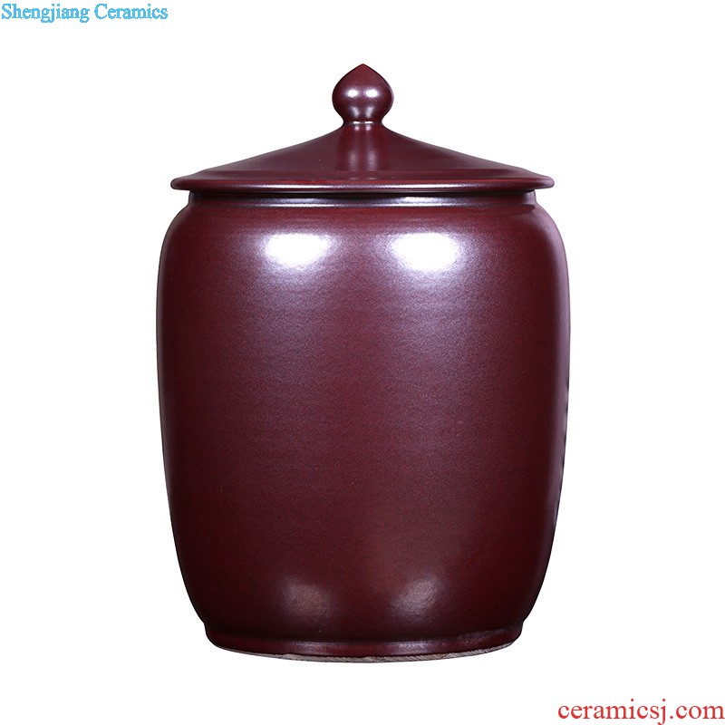 Jingdezhen ceramic tea pot of large storage tank 30 jins of puer tea rice cylinder seal up POTS moistureproof tea set