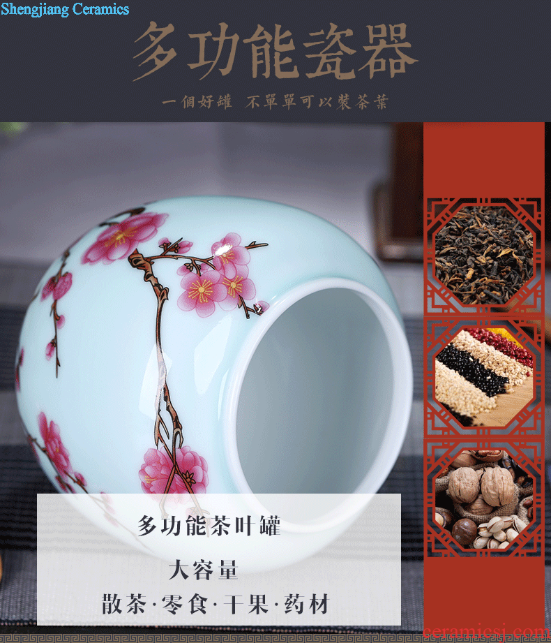 Exhibition of jingdezhen ceramics pu 'er tea tea pot of tea urn storage storehouse boxes large plum tea caddy