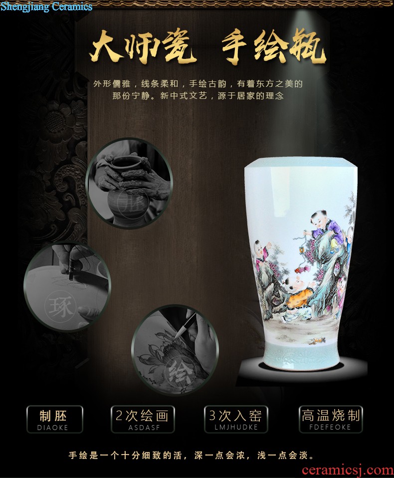 Jingdezhen ceramic hand-painted vase vase planting new Chinese style household adornment handicraft sitting room TV ark furnishing articles