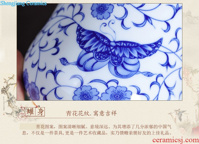 Jingdezhen hand-painted ceramic seal pot large metal caddy cover POTS sitting room place POTS of blue and white porcelain