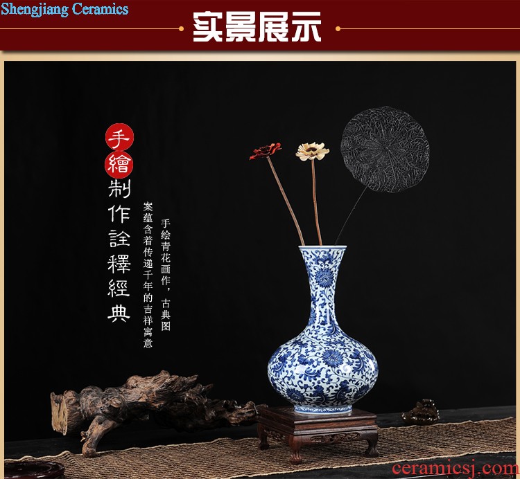 Jingdezhen ceramics vase Famous hand painted peony large opening new Chinese style living room decoration housewarming furnishing articles