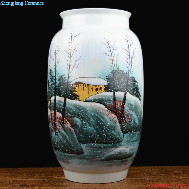 Jingdezhen ceramics Archaize peacock blue vase Chinese sitting room ark creative retro furnishing articles ornaments