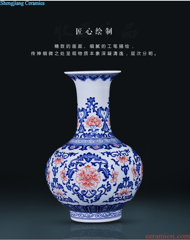 Jingdezhen hand-painted ceramic vases, contracted and contemporary and fashionable household furnishing articles lotus flower arrangement sitting room place dry vase