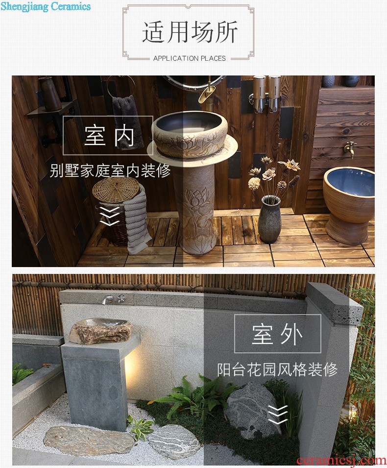 Jia depot Chinese ceramic floor pillar type lavatory toilet indoor small family one balcony sink