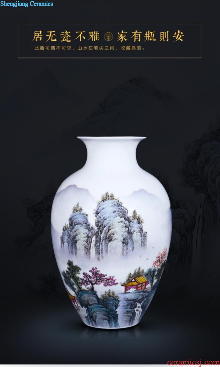 Jingdezhen blue and white porcelain vase penjing masters hand draw a tiger sitting room TV cabinet decoration decoration of Chinese style household