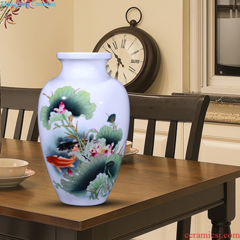 Famous hand-painted ceramic vase furnishing articles jingdezhen porcelain household sitting room adornment flower arranging furnishing articles creative arts and crafts