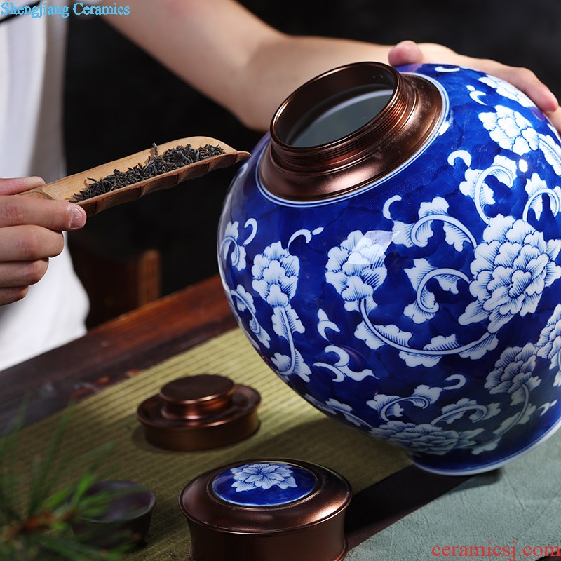 Jingdezhen ceramics vase furnishing articles Scenery famous hand-painted bottles Ceramic bottle of new Chinese style living room decoration furnishing articles