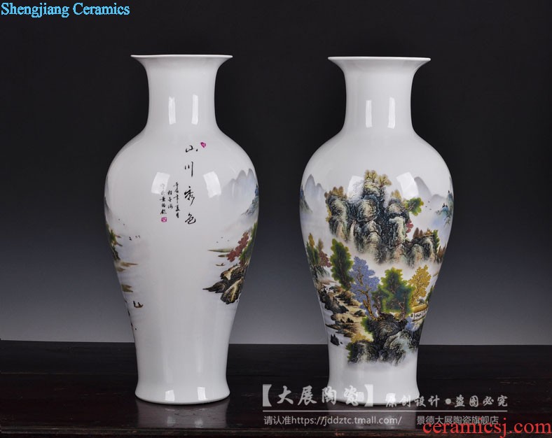 Jingdezhen ceramics vase large flower arrangement Sitting room appropriate home furnishing articles set TV ark adornment has opened in the background