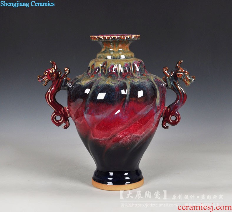 Hand-painted ceramic vases, big gourd furnishing articles Chinese style restoring ancient ways hotel opening gifts crafts sitting room adornment