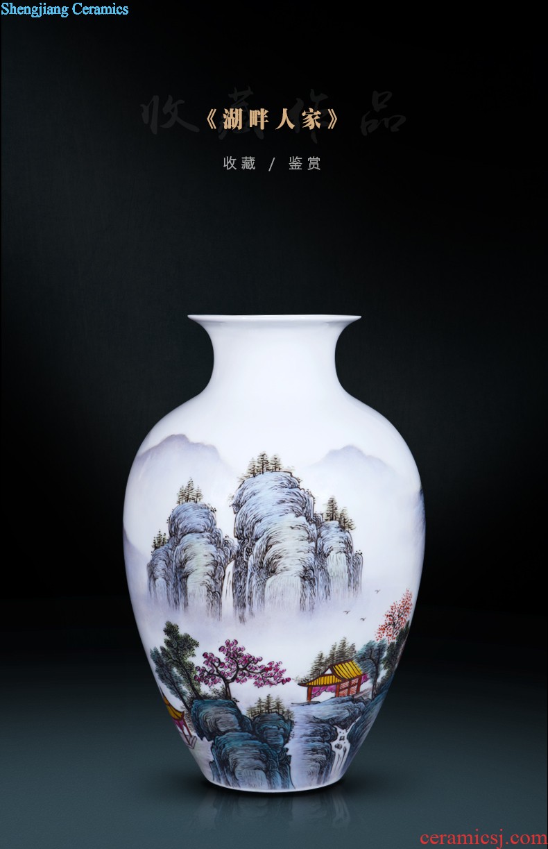 Jingdezhen blue and white porcelain vase penjing masters hand draw a tiger sitting room TV cabinet decoration decoration of Chinese style household