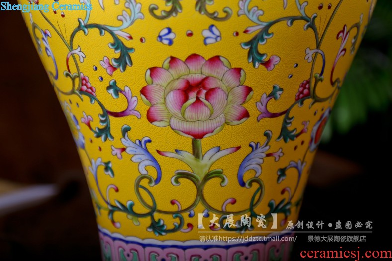 Jingdezhen ceramics hand-painted furnishing articles lucky bamboo vase dry flower vases, new Chinese style living room ceramic bottle furnishing articles