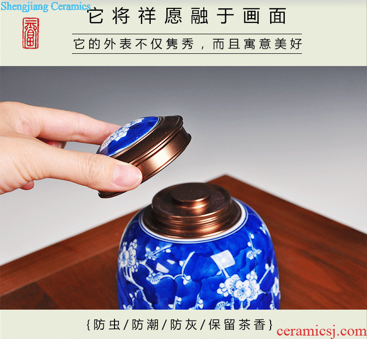 Caddy ceramic jar of large size Packed tea boxes, tea boxes Jingdezhen ceramic tea urn tea seal pot