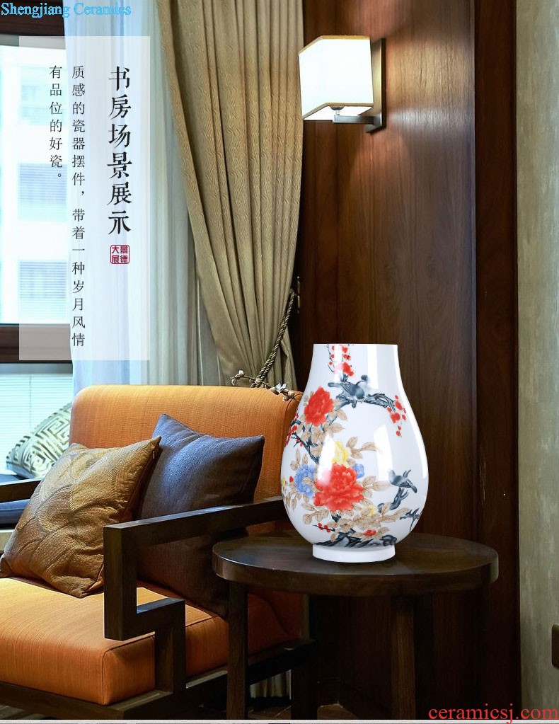 Jingdezhen ceramic vase furnishing articles imitation kiln crack decoration of Chinese style flower arrangement craft rich ancient frame wine sitting room