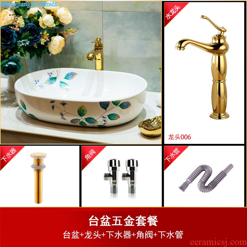 Post, qi jingdezhen hand-painted pillar basin ceramic art basin sink basin that wash a face Lotus pond fun