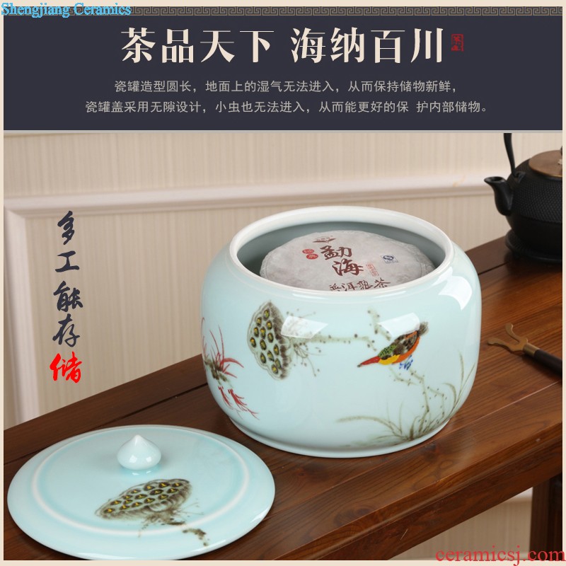 Ceramic tea pot large pu 'er wake receives the tea urn storage barrels all hand jingdezhen ceramic tea set tea