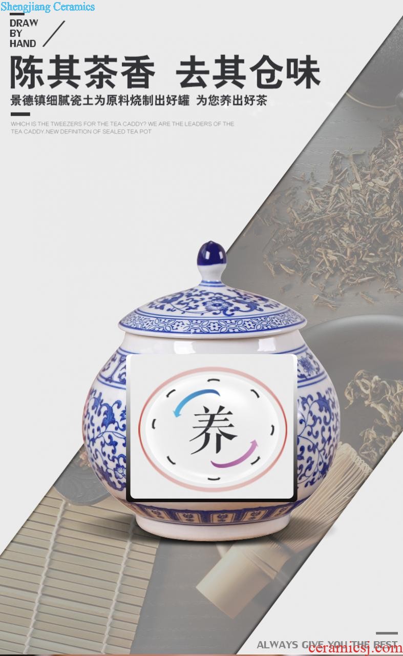 Creative caddy jingdezhen ceramics receives large pu 'er cake Tea cylinder storage POTS coarse ceramic POTS