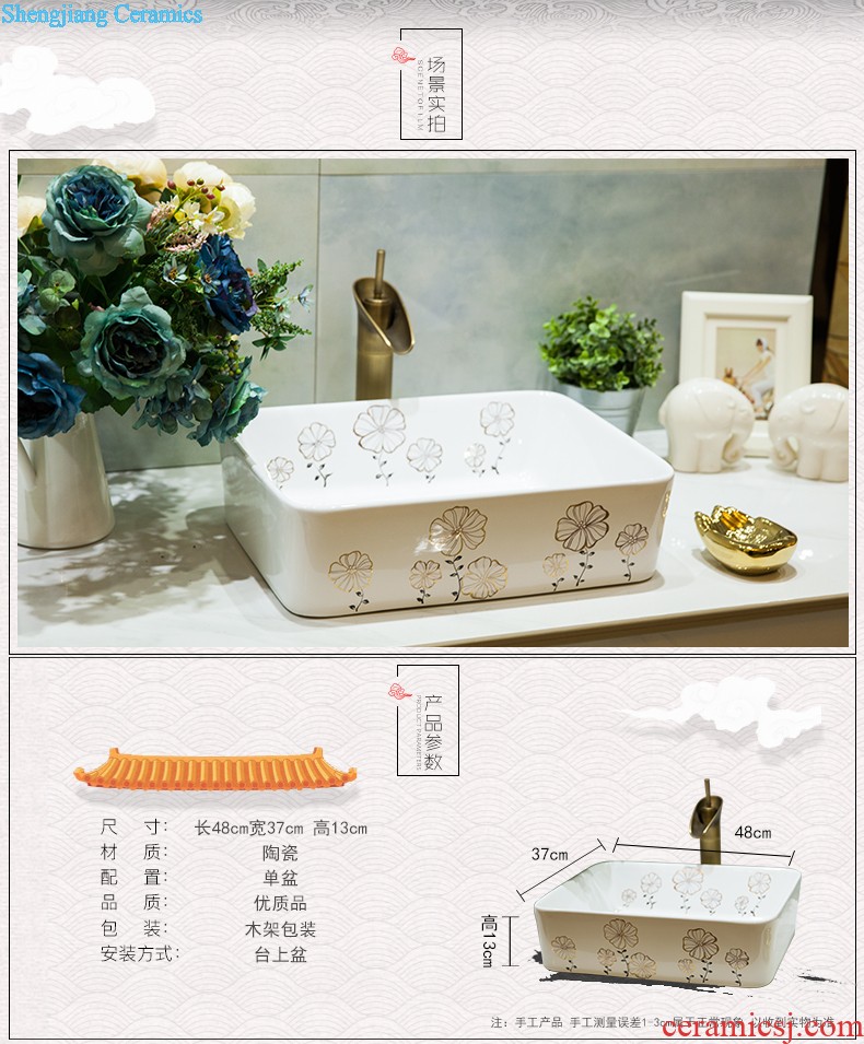 Ceramic basin stage basin sinks art circle european-style hand-painted toilet lavabo, the colour flower