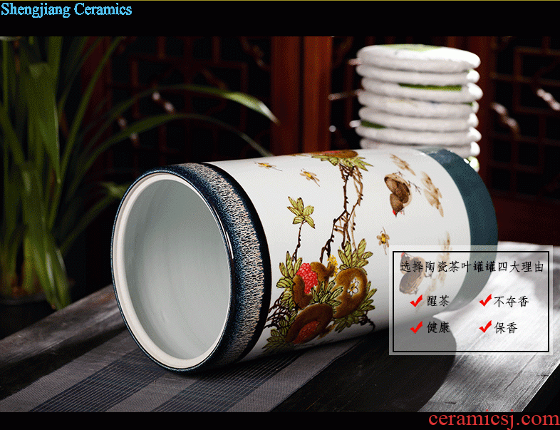 Caddy large seal and POTS Hand-painted ceramic POTS tea set seal pot home puer tea cake