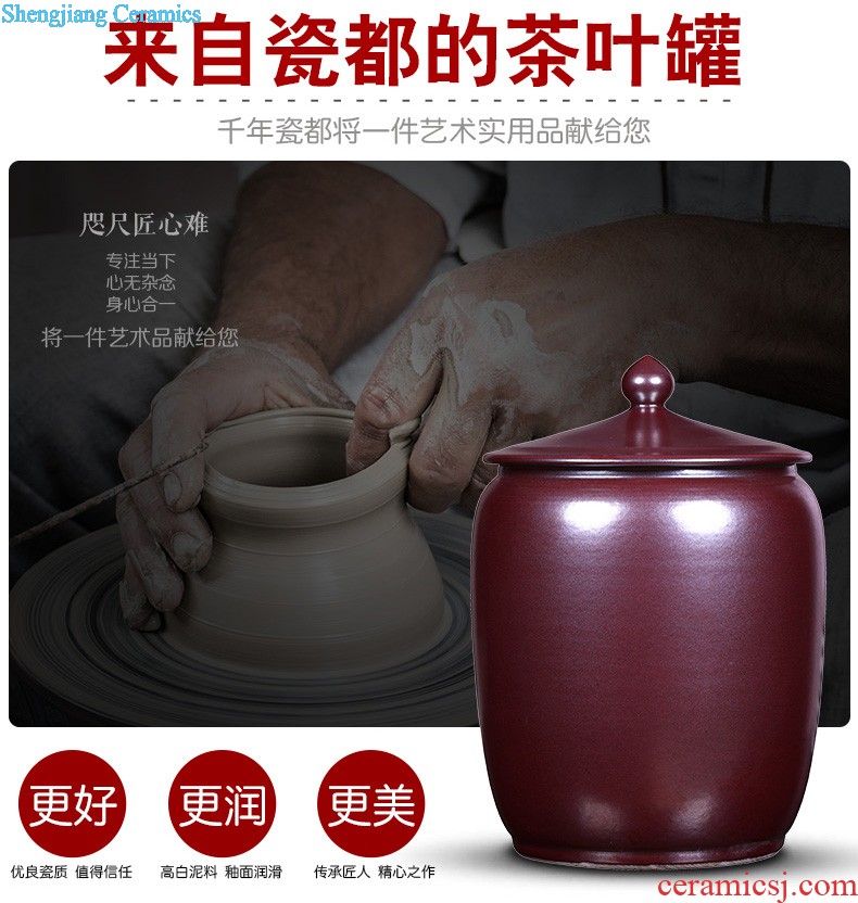 Jingdezhen ceramic tea pot of large storage tank 30 jins of puer tea rice cylinder seal up POTS moistureproof tea set