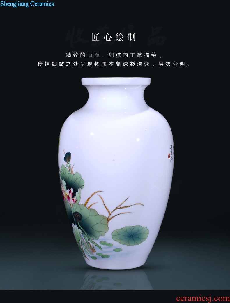 Famous hand-painted ceramic vase furnishing articles jingdezhen porcelain household sitting room adornment flower arranging furnishing articles creative arts and crafts