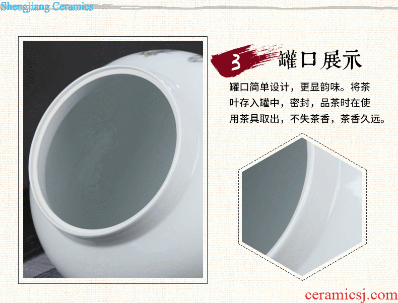 To make Jingdezhen ceramic caddy large-sized receives half a catty Sealed cans plum 1 catty tea storage tanks