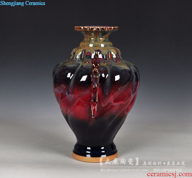 Hand-painted ceramic vases, big gourd furnishing articles Chinese style restoring ancient ways hotel opening gifts crafts sitting room adornment