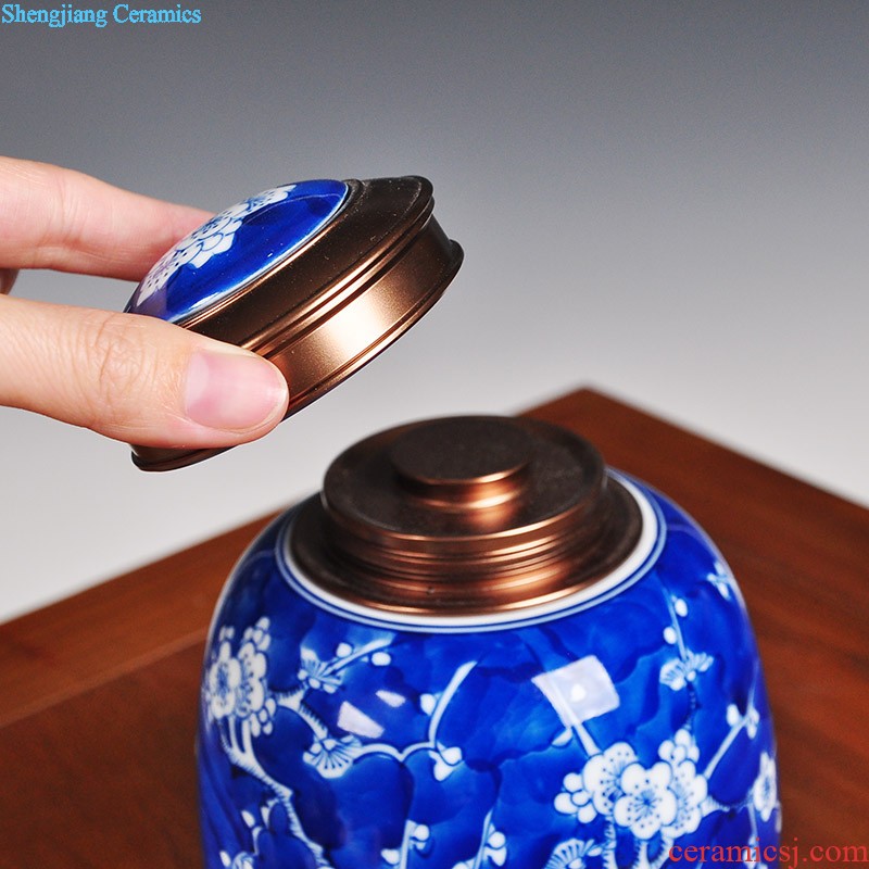 Caddy ceramic jar of large size Packed tea boxes, tea boxes Jingdezhen ceramic tea urn tea seal pot