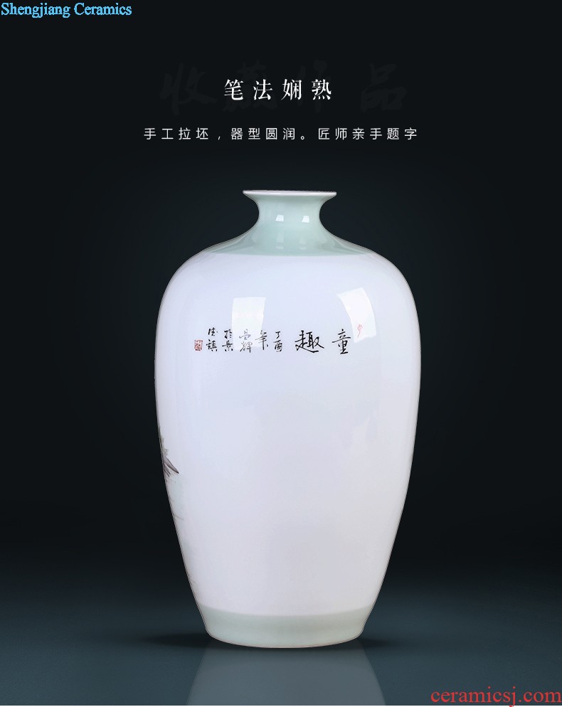 Jingdezhen hand-painted vases, famous artists Peony figure sitting room TV ark flower arranging rich ancient frame furnishing articles furnishing articles ceramics