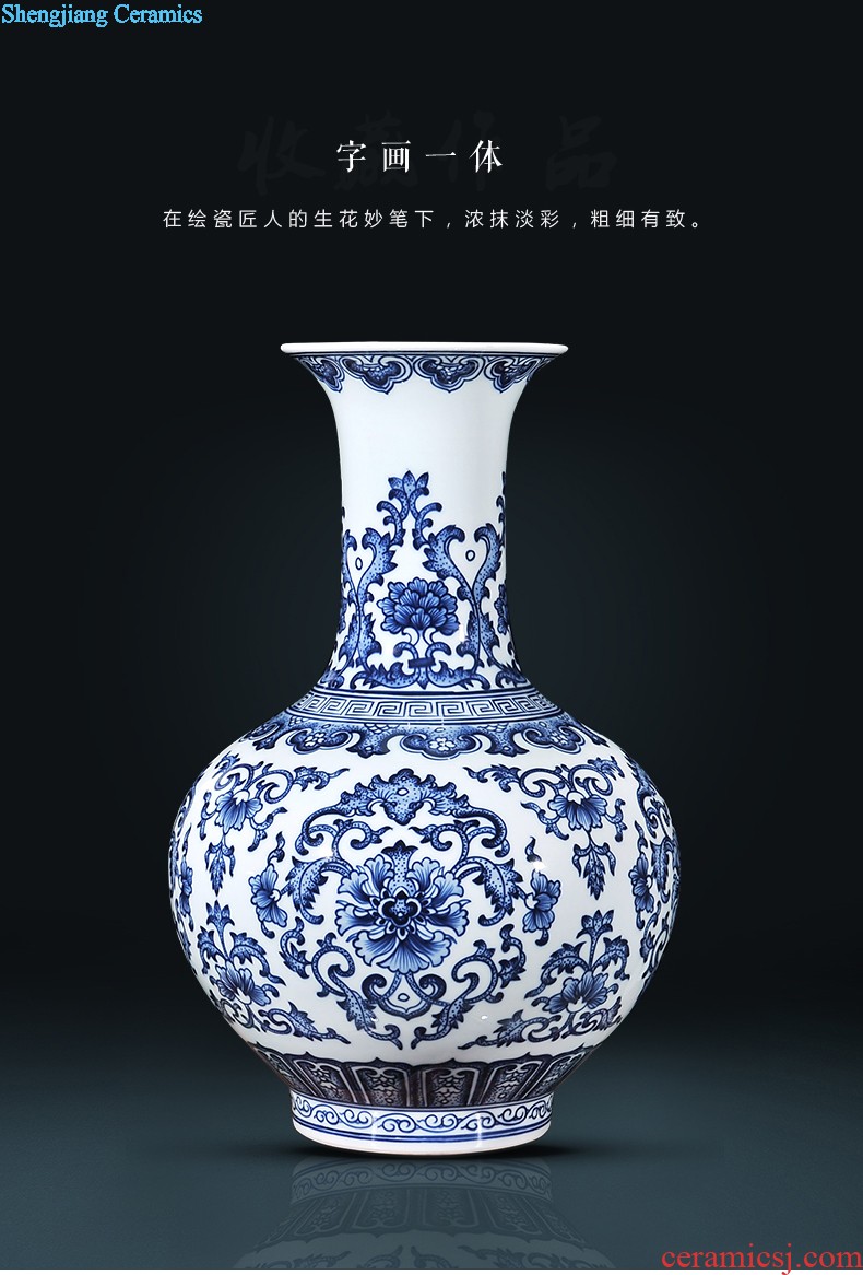 Jingdezhen hand-painted ceramic vases, contracted and contemporary and fashionable household furnishing articles lotus flower arrangement sitting room place dry vase