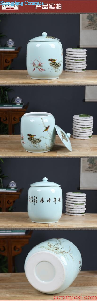 Ceramics caddy Hand-painted POTS storage box of bread seven pu 'er tea Large seal tea black tea and green tea pot