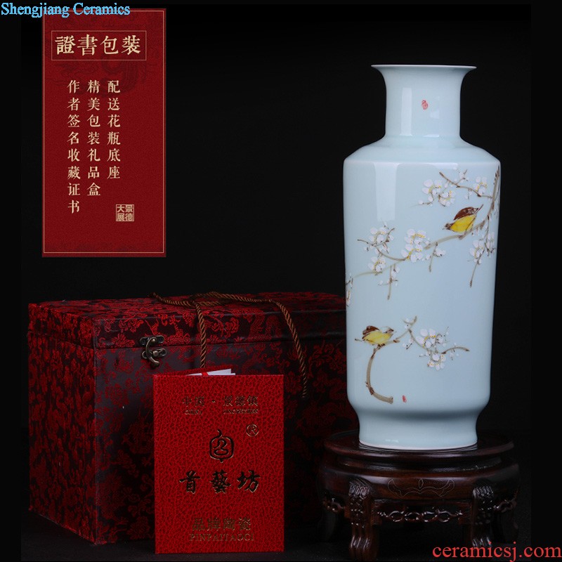 Jingdezhen ceramic vase lucky bamboo Chinese style restoring ancient ways is rich ancient frame furnishing articles furnishing articles sitting room flower arrangement home decoration