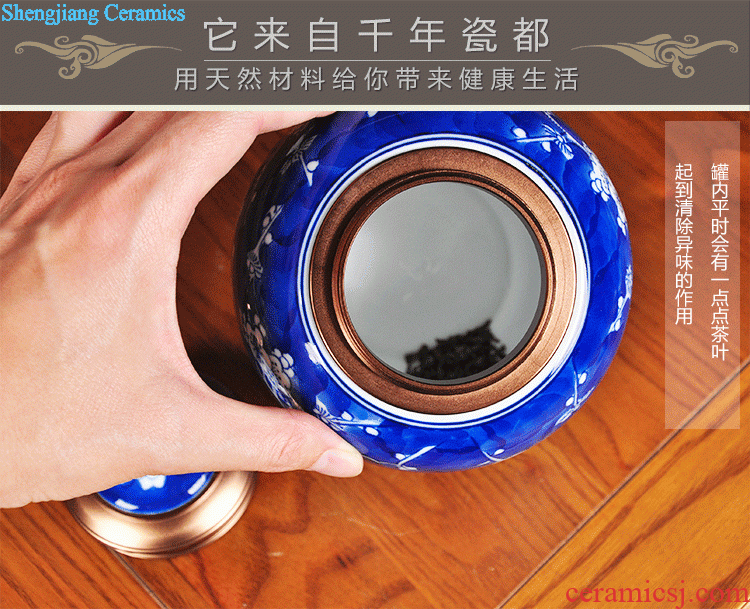 Caddy ceramic jar of large size Packed tea boxes, tea boxes Jingdezhen ceramic tea urn tea seal pot