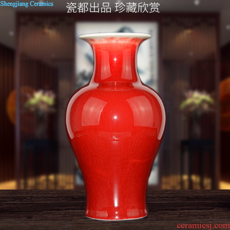 Jingdezhen ceramics China's large red vase Chinese style wedding wedding sitting room place home decorations