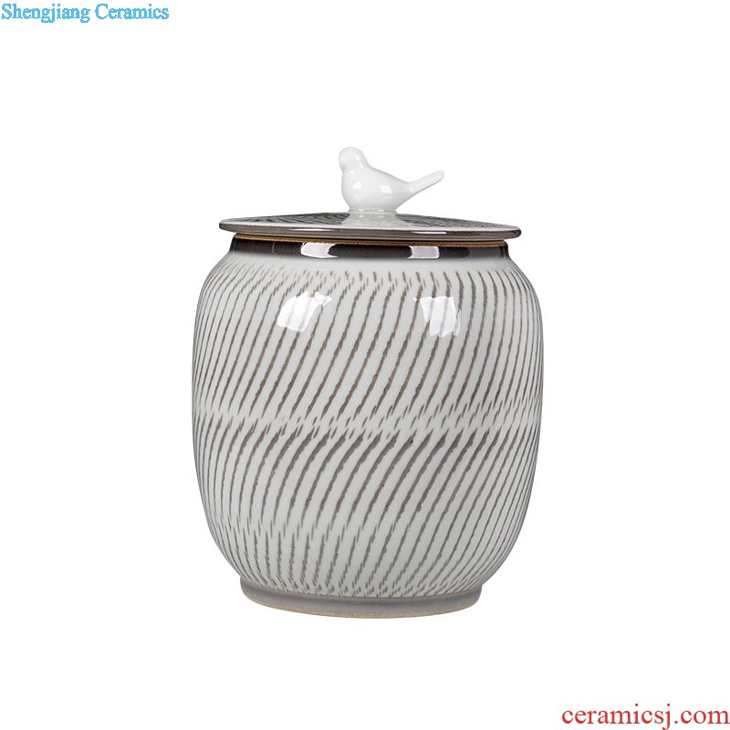 Caddy ceramic seal tank large sealed cans a jin of loose tea pot jingdezhen household with cover storage tank