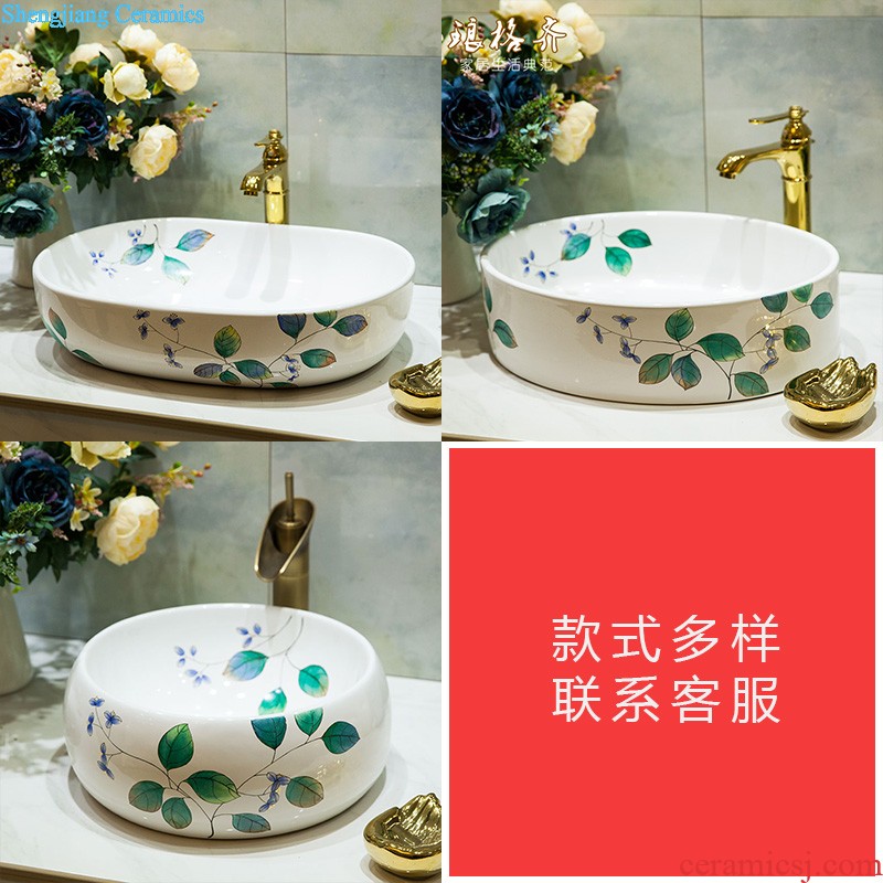 Post, qi jingdezhen hand-painted pillar basin ceramic art basin sink basin that wash a face Lotus pond fun