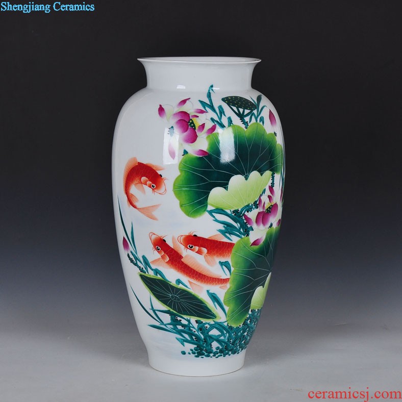 Famous hand-painted vases, ceramic furnishing articles furnishing articles sitting room put dried flowers home rich ancient frame decoration of jingdezhen ceramic bottle